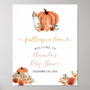 Poster Bem-vindo ao Chá de Bebê Laranja Abóbora Apaixonad