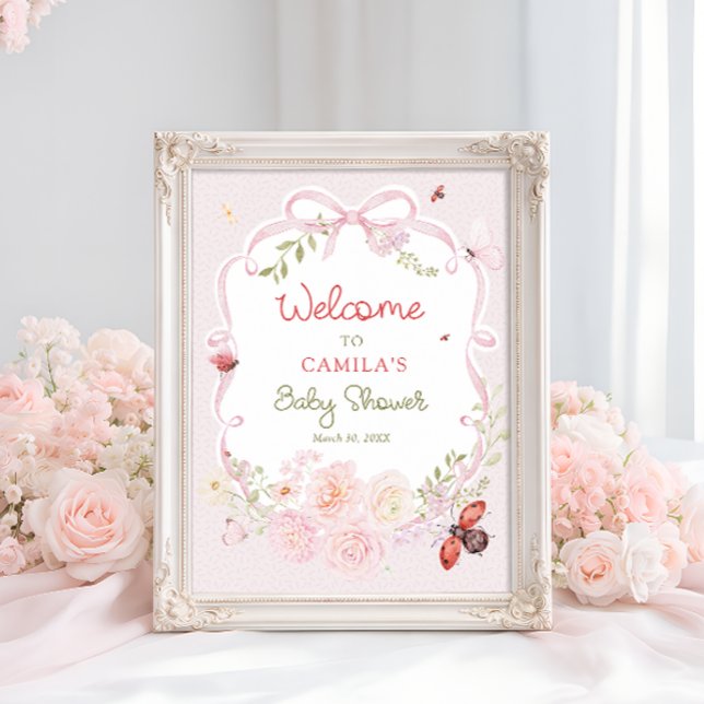 Poster Bem-vindo ao Chá de Bebê Little Love Bug Bloom (Criador carregado)