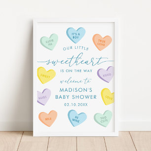 Poster Bem-vindo ao Chá de Bebê Little Sweetheart Candy H