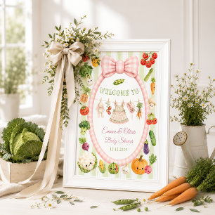 Poster Bem-vindo ao Chá de Bebê Menina Localmente Cultiva