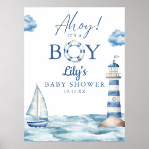 Poster Bem-vindo ao Chá de Bebê Menino - Ahoy