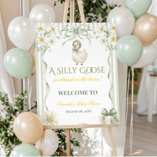 Poster Bem-vindo ao Chá de Bebê Silly Goose Sage Verde Ne