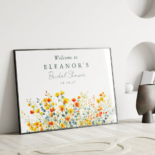 Poster Bem-vindo ao Chá de Noiva de Flores Silvestres Lar