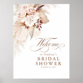 Poster Bem-vindo ao Chá de Noiva Floral Macio de Grama da