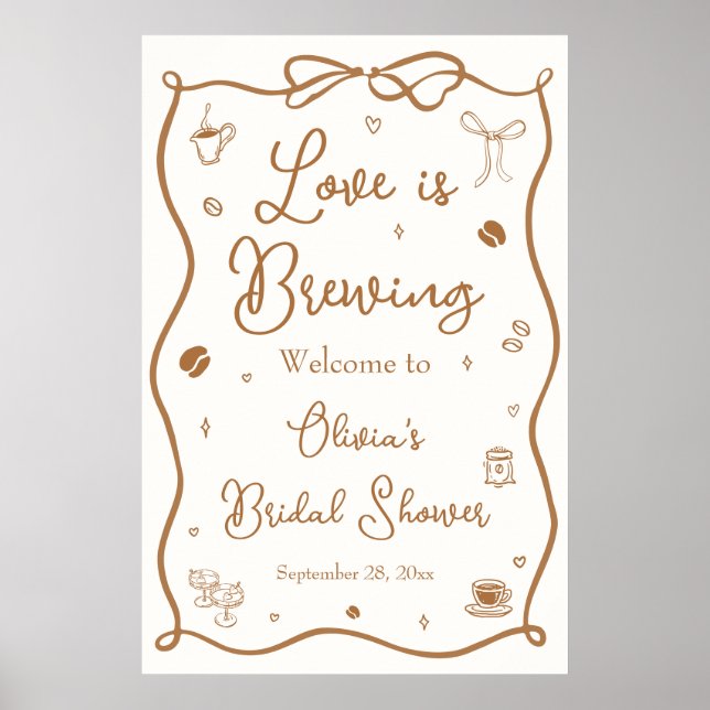 Poster Bem-vindo ao Chá de Noiva Love is Brewing  (Frente)