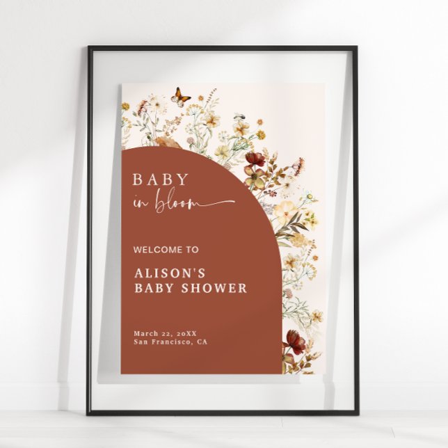 Poster Bem-vindo ao Chuveiro de Bebê em Flor Silvestre de (Criador carregado)