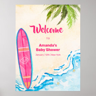 Poster Bem-vindo ao Chuveiro de Bebê Praia da Árvore de P