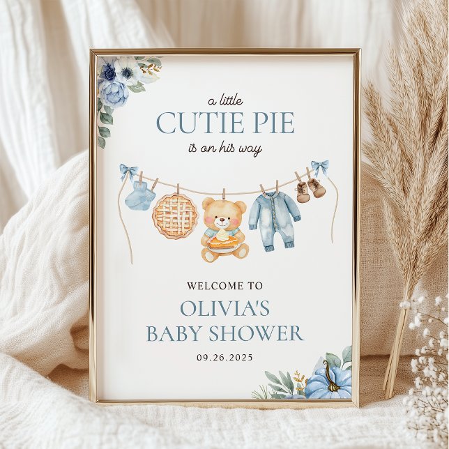 Poster Bem-vindo ao Cutie Pie Azul Fall Boy Baby Shower (Criador carregado)