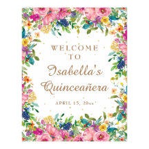 Bem-vindo ao Glitter Dourado Floral Rosa Quinceañe