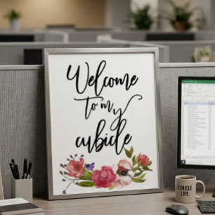 Poster Bem-vindo ao meu Cubículo Sinal de Escritório