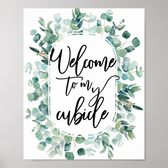 Poster Bem-vindo ao meu Cubículo Sinal de Mesa de Trabalh (Frente)