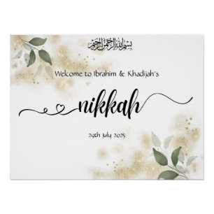 Pôster Bem-vindo ao nosso Nikkah - Sinal de Casamento Isl