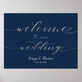 Poster Bem-vindo ao nosso Sinal de Caligrafia Silver Swas