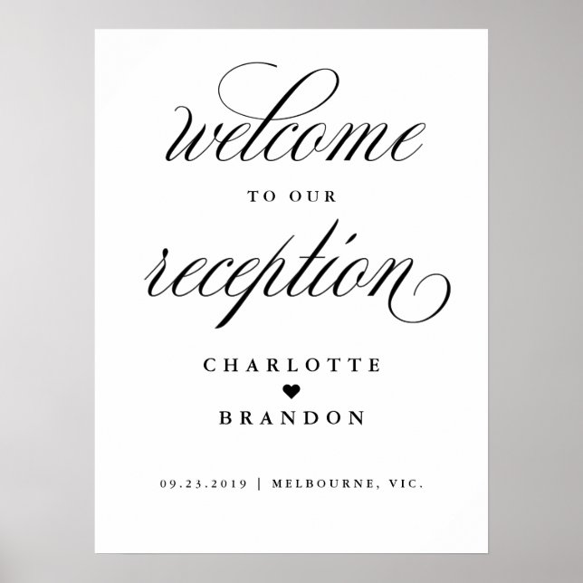 Poster Bem-vindo ao nosso sinal de casamento de recepção (Frente)