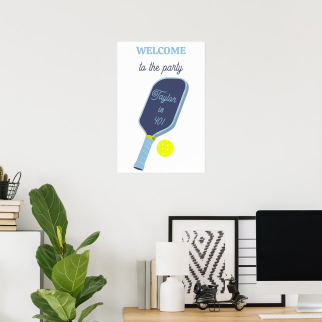 Poster Bem-vindo ao Paddle e Bola de Pickleball Party (Escritório em casa)