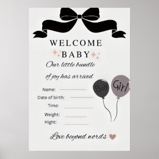 Poster Bem-vindo ao poste de Baby Shower com Balões menin