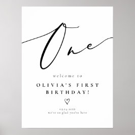Poster Bem-vindo ao Primeiro Aniversário com Letra de Cal