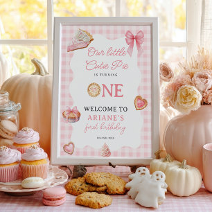 Poster Bem-vindo ao Primeiro Aniversário da Coquete Rosa 