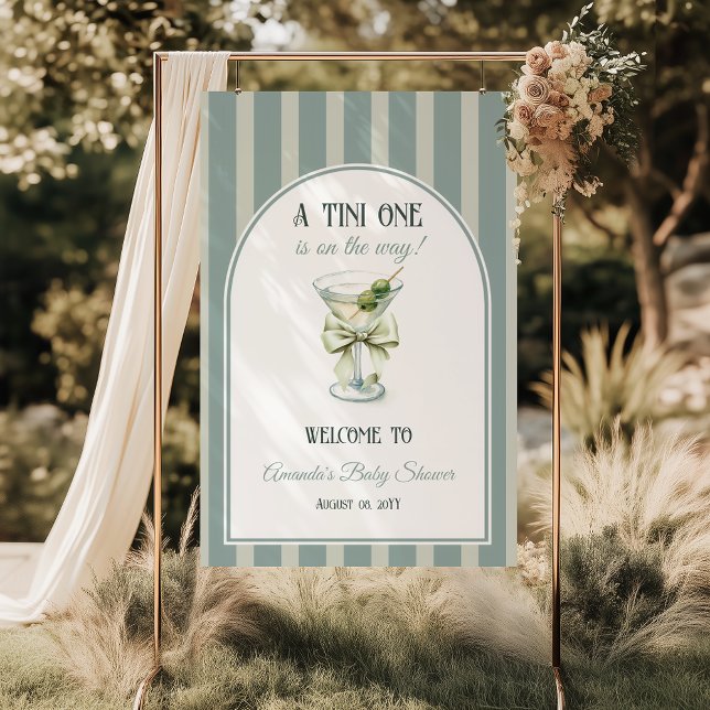 Poster Bem-vindo ao Retro Bow Tini One Martini Baby Showe (Criador carregado)