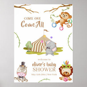 Poster Bem-vindo ao Safari Florestal Circo de Animais Bab