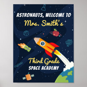 Poster Bem-vindo ao Sinal da Escola Espacial da Sala de A