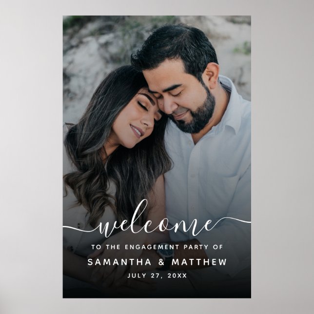 Poster Bem-vindo ao Sinal de Festa de noivado com Foto (Frente)