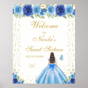 Poster Bem-vindo ao Sweet Sixteen da Garota de Cabelo Cas