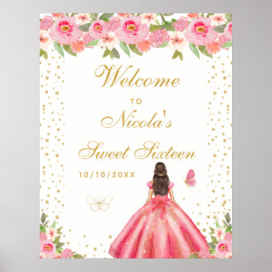 Poster Bem-vindo ao Sweet Sixteen Menina de Cabelo Castan