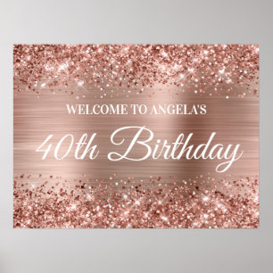Poster Bem-vindo aos 40 anos em Glitter e Folha de Ouro R