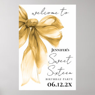 Poster Bem-vindo Arco Dourado Coquette Script Sweet 16