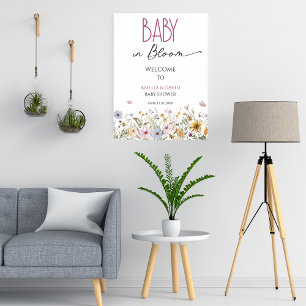 Poster Bem-vindo Bebê em Flor de Aguarela