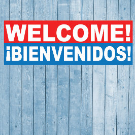 Pôster Bem-vindo Bienvenidos Inglês Bandeira Espanhola