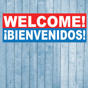 Pôster Bem-vindo Bienvenidos Inglês Bandeira Espanhola