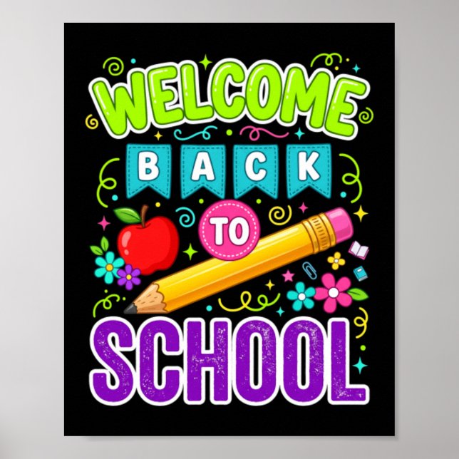 Poster Bem-vindo de Volta à Escola Primeiro Dia de Aula (Frente)
