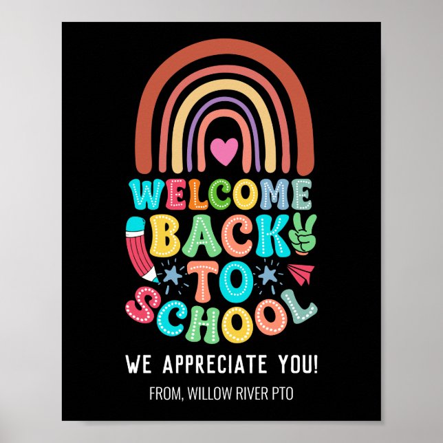 Poster Bem-vindo de volta à escola - Sala de aula brilhan (Frente)