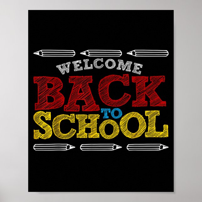 Poster Bem-vindo de Volta à Lousa de Giz Escola Divertido (Frente)
