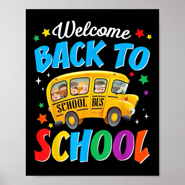 Poster Bem-vindo de Volta ao Ônibus Escolar Dia de Volta  (Frente)