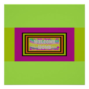 Pôster bem-vindo design verde roxo bordado     