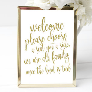 Pôster Bem-vindo Escolha um assento não um sinal Dourado