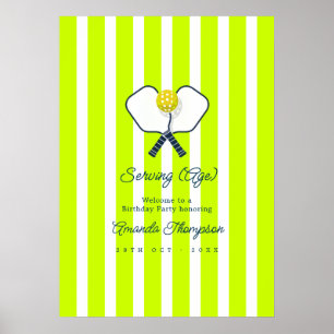 Poster Bem-vindo (Idade) Neon Pickleball Aniversário