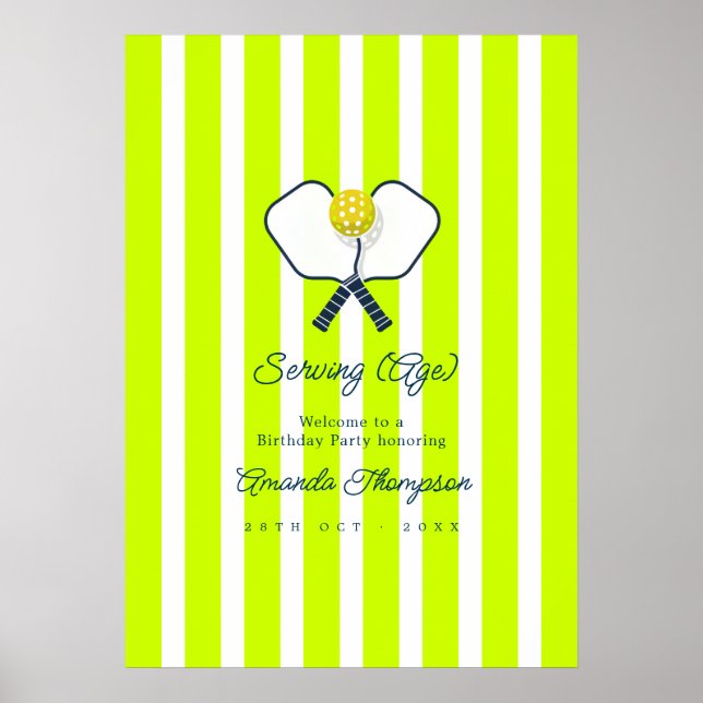 Poster Bem-vindo (Idade) Neon Pickleball Aniversário (Frente)