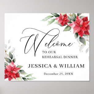 Poster Bem-vindo Jantar de Ensaio da Elegante Poinsettia