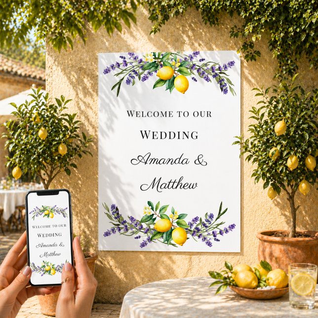 Poster Bem-vindo limões lavanda no casamento (Criador carregado)
