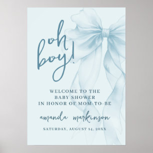Poster Bem-Vindo Menino Azul Aquarela Arco Chamada para C
