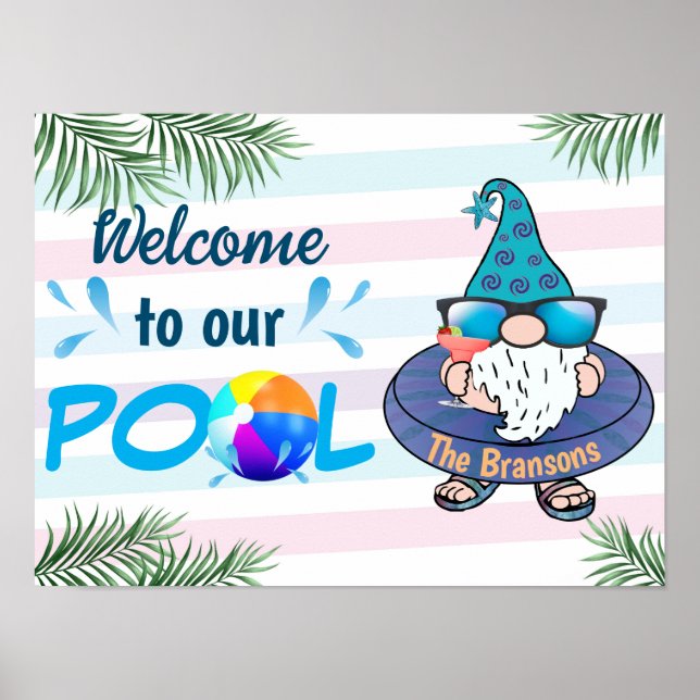 Poster Bem-vindo personalizado à nossa Piscina (Frente)