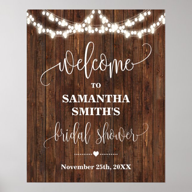 Poster Bem-vindo Sinal de Chuveiro de Noiva Casamento Cou (Frente)