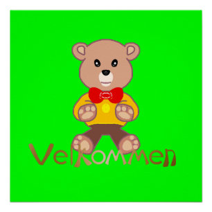 Pôster Bem-vindo Urso Apple Verde Bem-vindo  