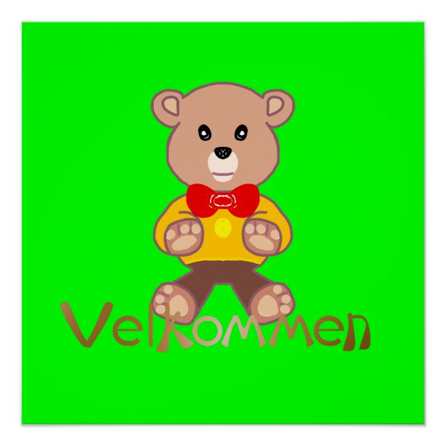 Pôster Bem-vindo Urso Apple Verde Bem-vindo   (Frente)