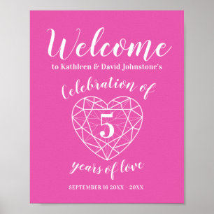 Poster Bem-vindos 5 anos de amor coração de 5
