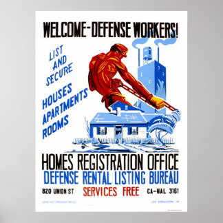 Poster Bem-vindos à Defesa dos Trabalhadores 1941 WPA